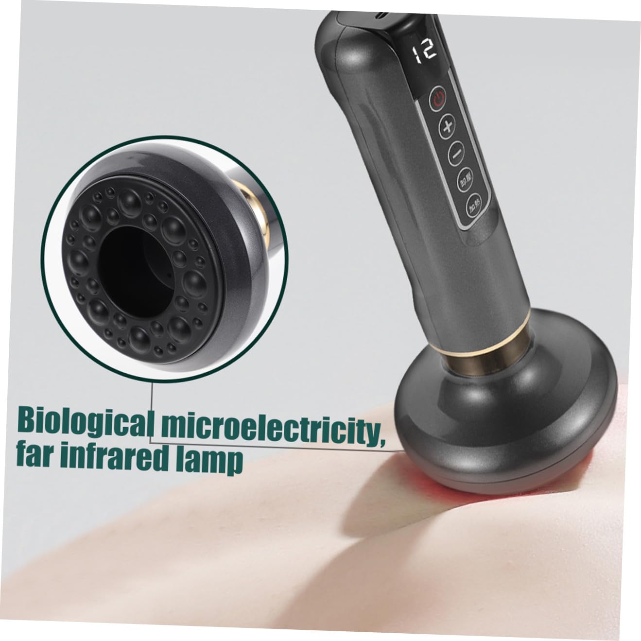 Healeved Dispositivo de Raspado Eléctrico para Masaje Corporal Ventosas, Estructura sin Llama y Succión Constante, Material Abs Cuello y Cintura