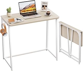 WOHOMO Folding Desk,Small Foldable Desk 80cm for Small Spaces,Space Saving Computer Table Writing Workstation for Home Office,Easy Assembly,Oak