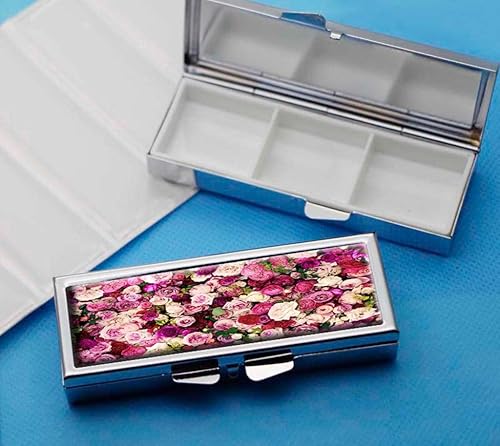 Miniatura 4 de Coloful - Pastillero con patrón de flores para bolso o pastillero de bolsillo, cajas decorativas, caja de regalo, organizador de pastillas para viaje