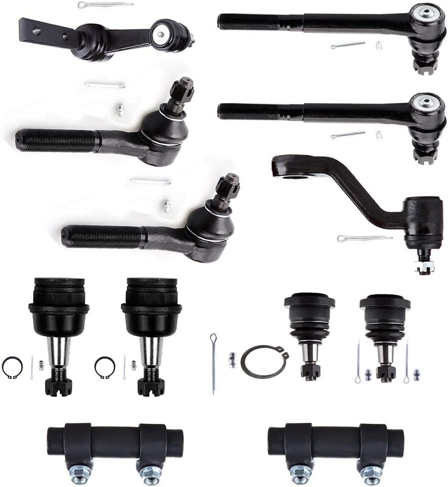 ROADFAR Ball Joint Idler Arm Pitman Arm Tie Rod End Tie Rod End Adjusting Sleeve Compatible fit 1994-1996 for Dodge Ram 1500 Suspension Set of 13