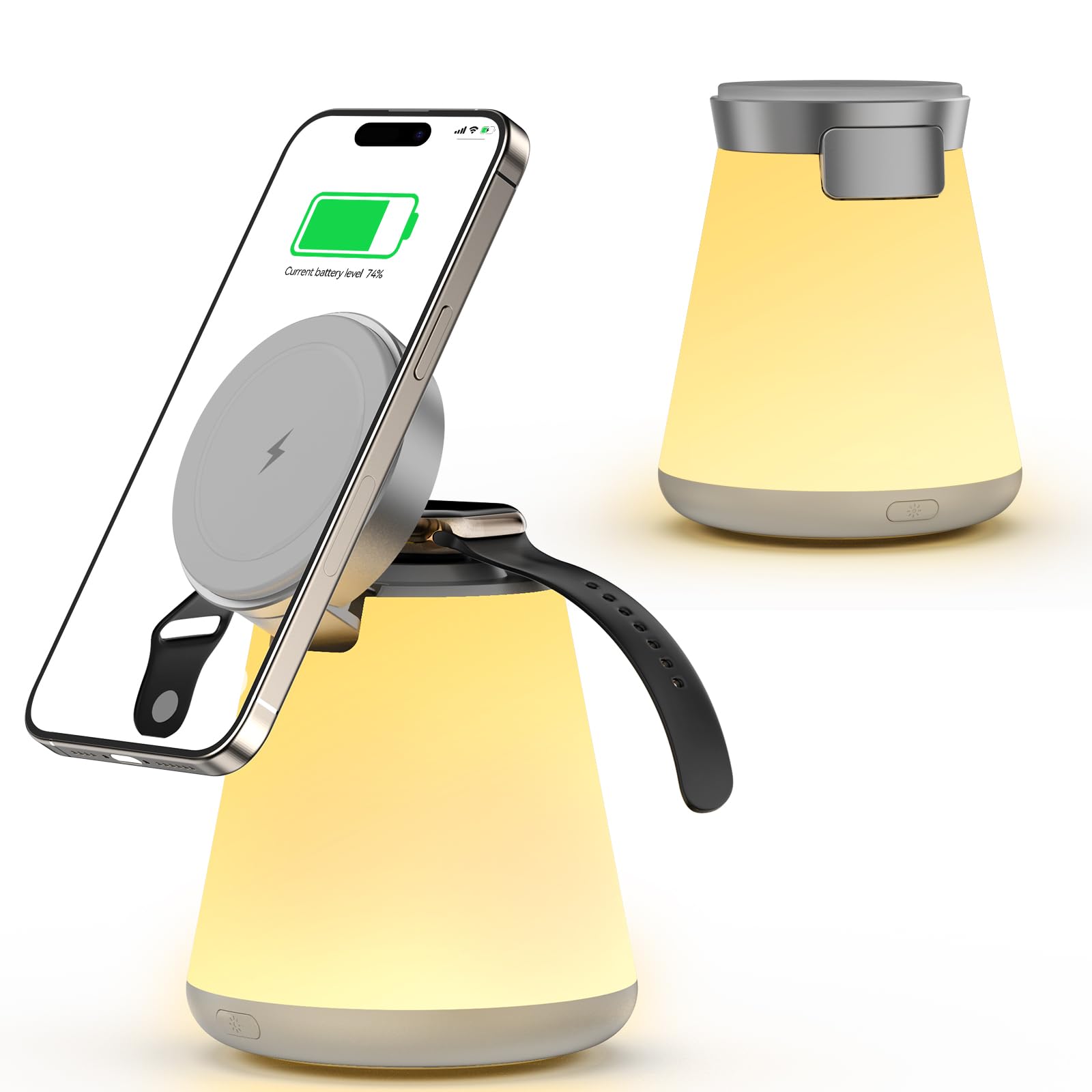 Photo 1 of 2 in 1 Wireless Charging Station with Night Lamp for Apple Samsung Magnetic Charger, 15W Foldable Portable Wireless Charging Stand for iPhone 17 16 15 14 13 12 Pro Max, Apple Watch