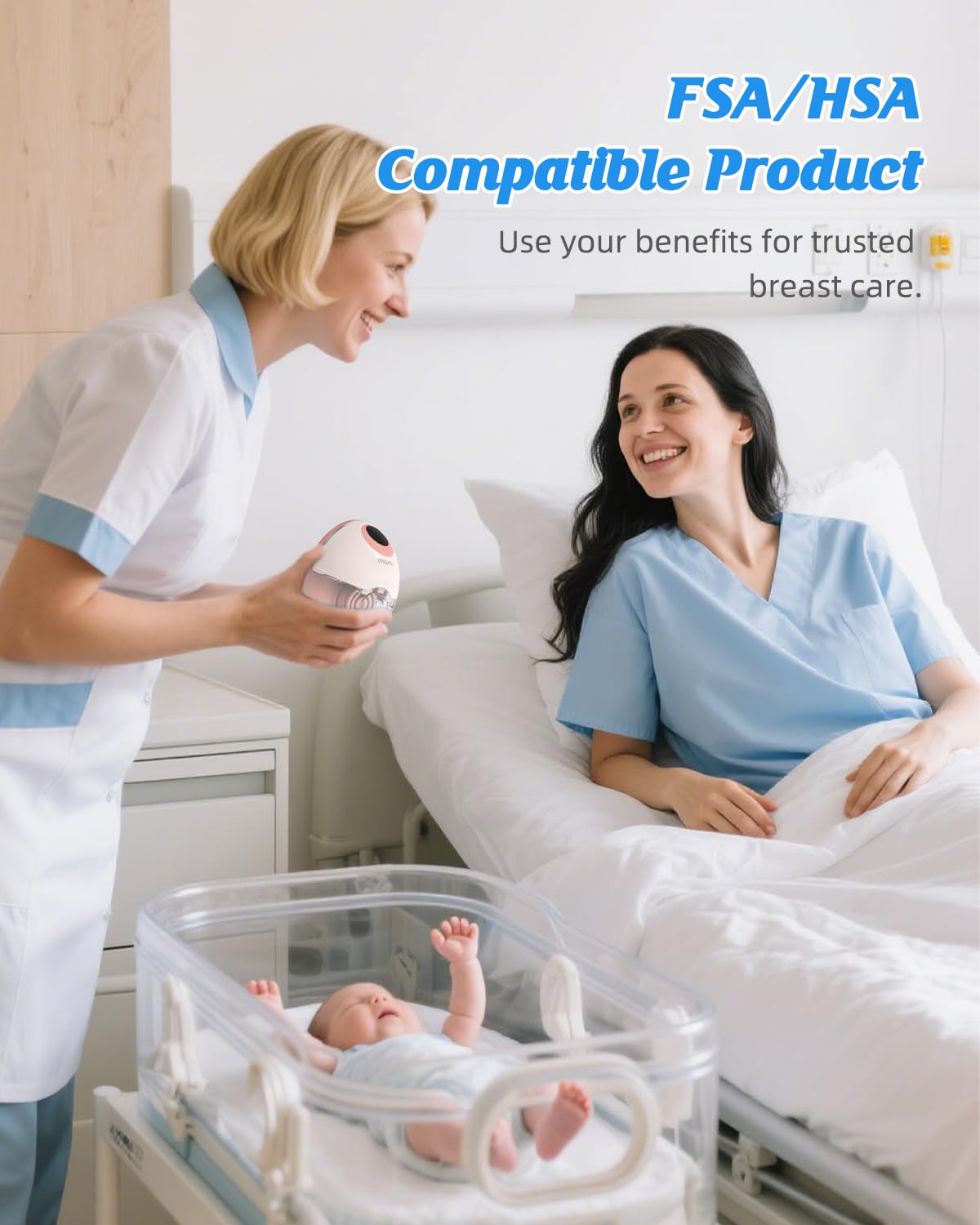 Hands Free Breast Pump MY-381 – Wearable Breastfeeding Pump, Rechargeable Electric Pump with Voice Prompts, 4 Modes & 12 Suction Levels – Portable, BPA-Free, Double Pack (White)
