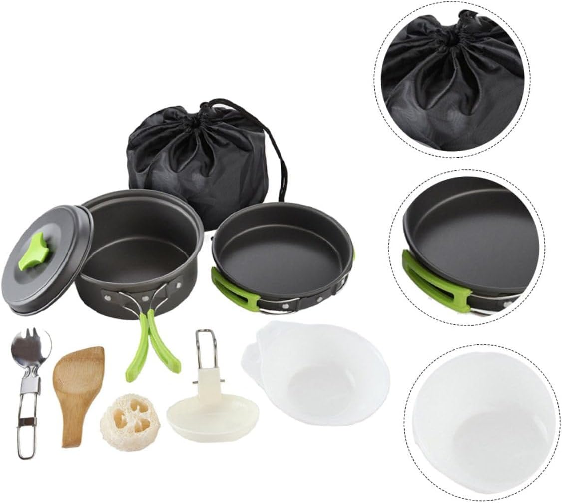 POPETPOP Collapsible Bowls Cookware Set Titanium Camping Utensils Hiking Outdoor Cooking
