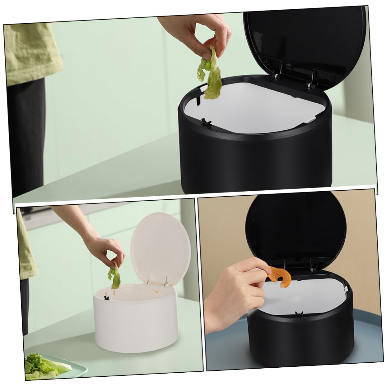 2pcs Mini Pressing Trash Can Desktop Wastebasket for Office and Home, Small Corner Trash Bin with Lid, Compact Countertop Garbage Can for Desk and Car Use
