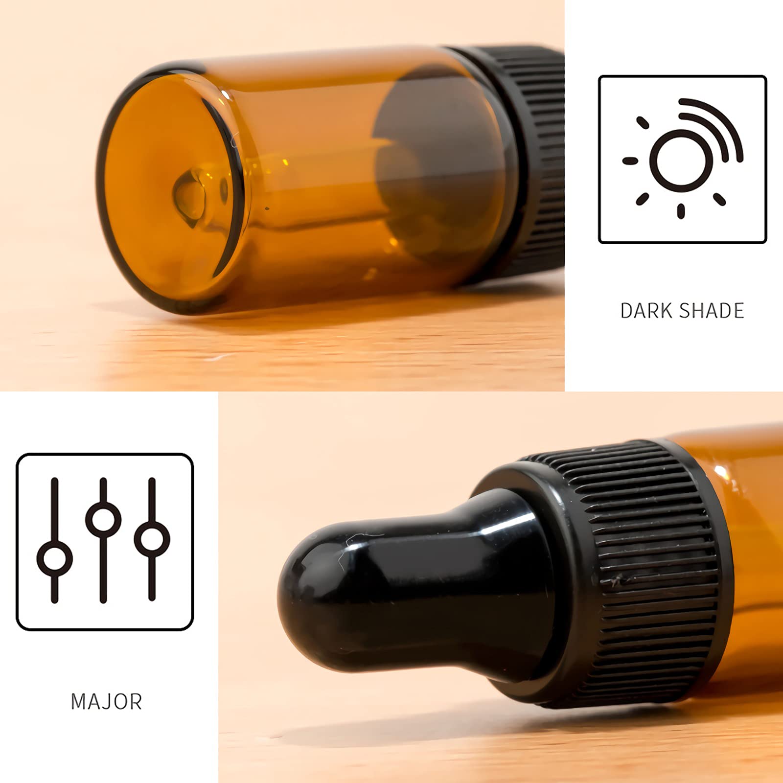 Sprühflasche aus Kunststoff, 100 Stück, 1 ml, Mini-Tropfer aus Braunglas mit Glaspipetten für ätherische Öle, Aromatherapie-Mischungen, Parfüm, Schönheitswerkzeuge, Kosm