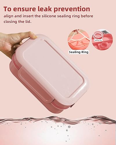 Miniatura 3 de Caja Bento, 67.6 fl oz, 2 capas, 8 compartimentos, lonchera Bento para adultosniños, a prueba de fugas, con cuchara y tenedor, microondaslavadora y