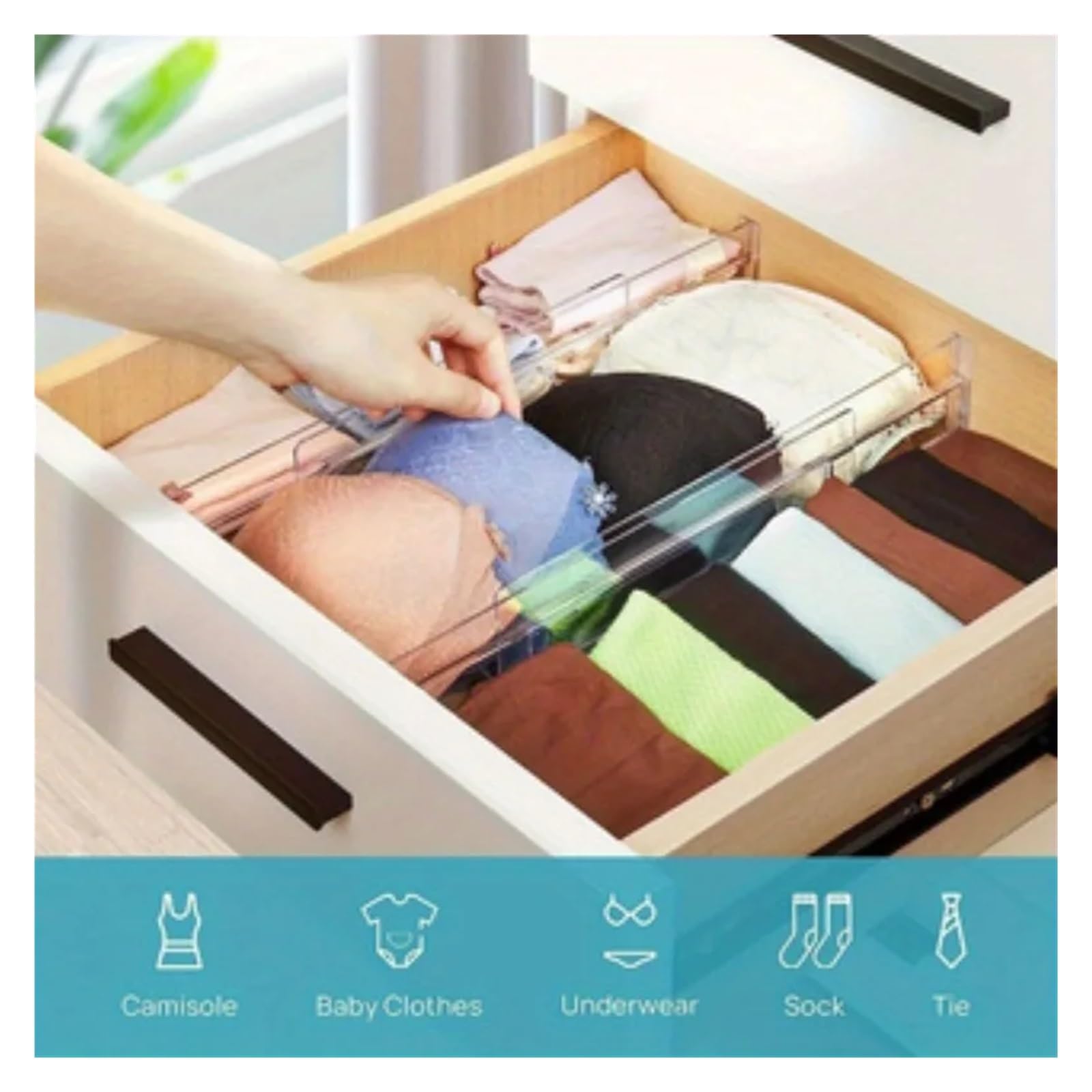Cajas Organizadoras Cajones 2pcs Drawer Divider Adjustable Length Transparent Plastic For Clothing Kitchen Utensils And Office Storage And Organization