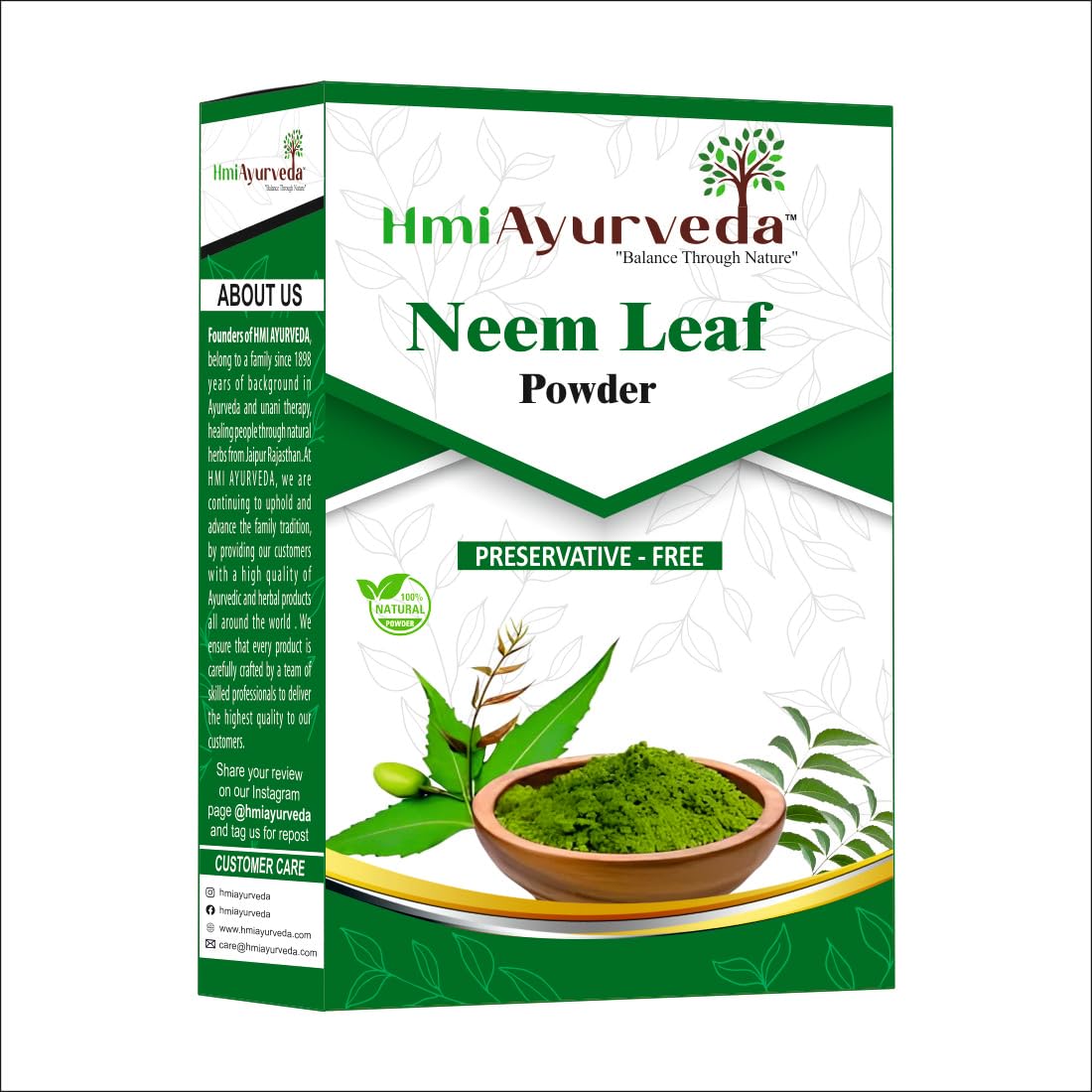 HMI AYURVEDA Neem Leaf + Hibiscus Powders Combo 100% Natural for Hair & Growth (2 Packets, 200 gm each) Anti Dandruff Hair Care Combo (Neem Powder and Hibiscus Powder Combo) 4
