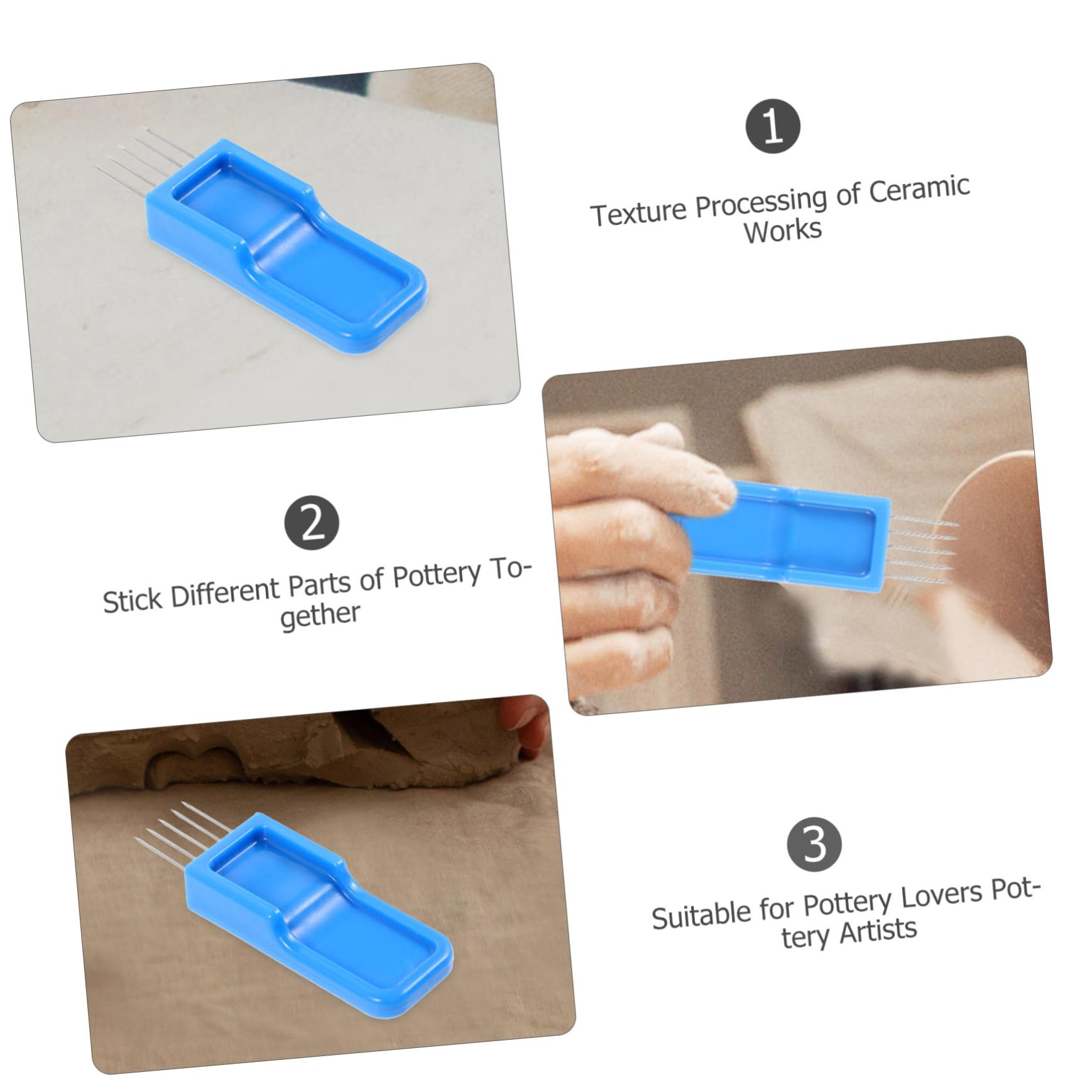 TEHAUX 5pezzi Strumento di Modellazione Argilla con Setole Multiple Utensile per Ceramica per Rimuovere Graffi e Imperfezioni Accessorio Essenziale per Artisti e Appassionati di Ceramica
