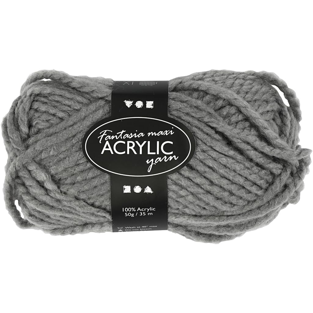 Creativ Company 50-Piece Fantasia Acrylic Yarn, Grey