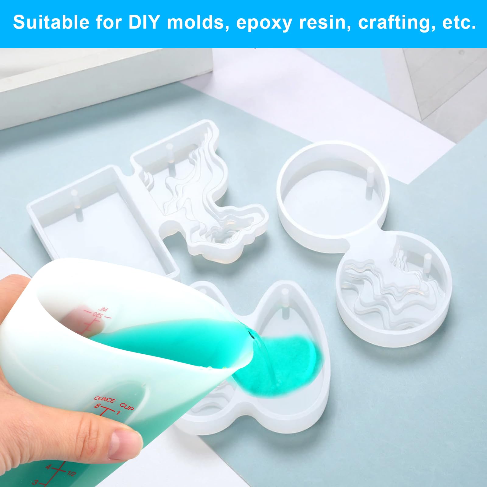2-teilige Silikon Messbecher Mit Rührstab - Für Epoxidharz, Küche & Basteln