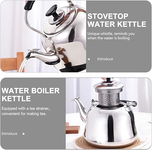 Miniatura 4 de UPKOCH Pote de acero inoxidable de gran capacidad para hervidor de té, estufa fácil de limpiar bigote decorativo