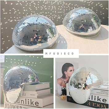 Melted Disco Ball Decor, 8in Silver Mirror Sculpture for Shelf