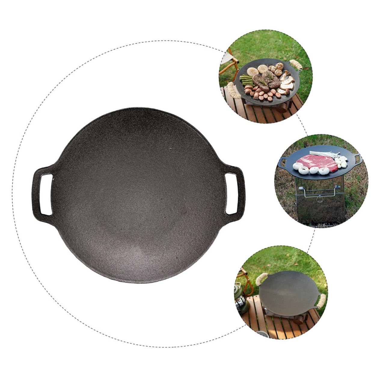 Plancha de Barbacoa de Hierro Antiadherente para Exteriores Bandeja Multiusos para Parrilla para Camping y Cocina