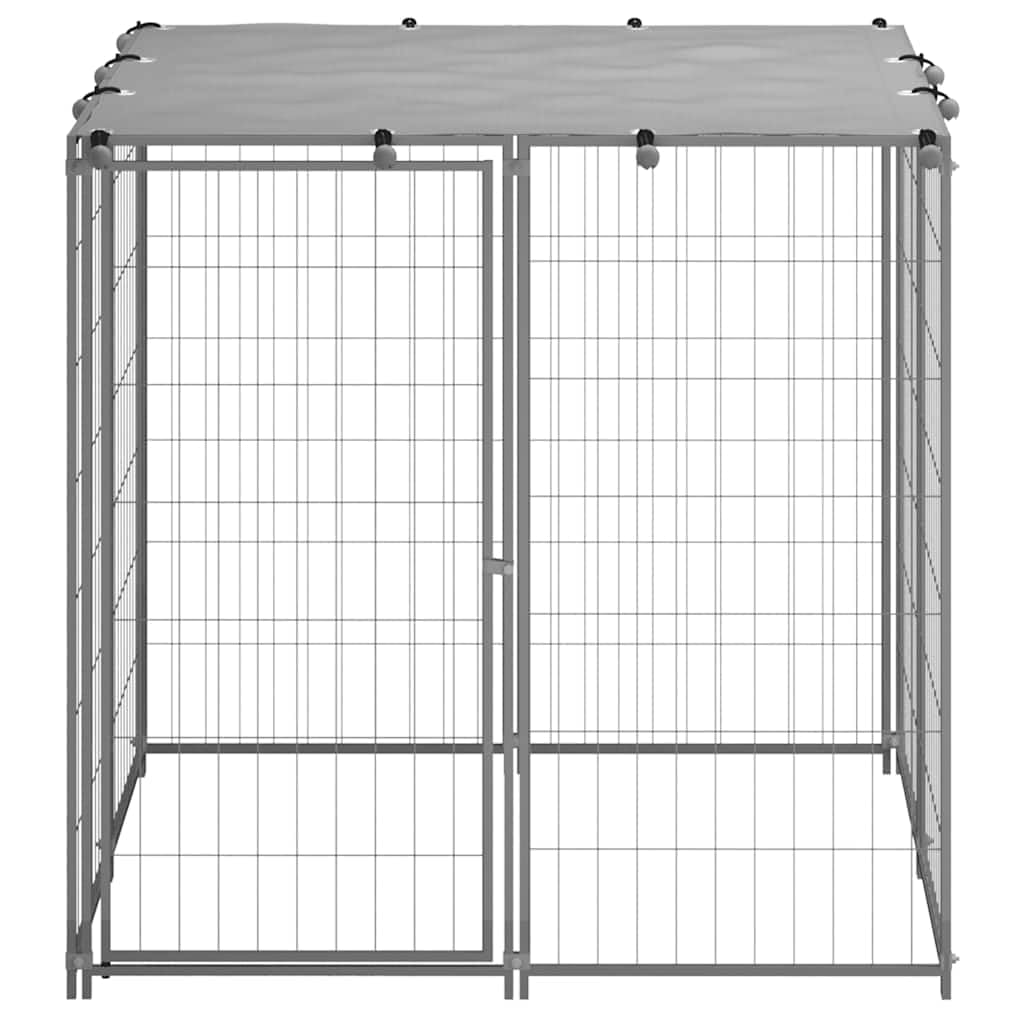 vidaXL Perrera de Acero Plateado 10x110x110 cm Jaula Perro Cachorro Mascota