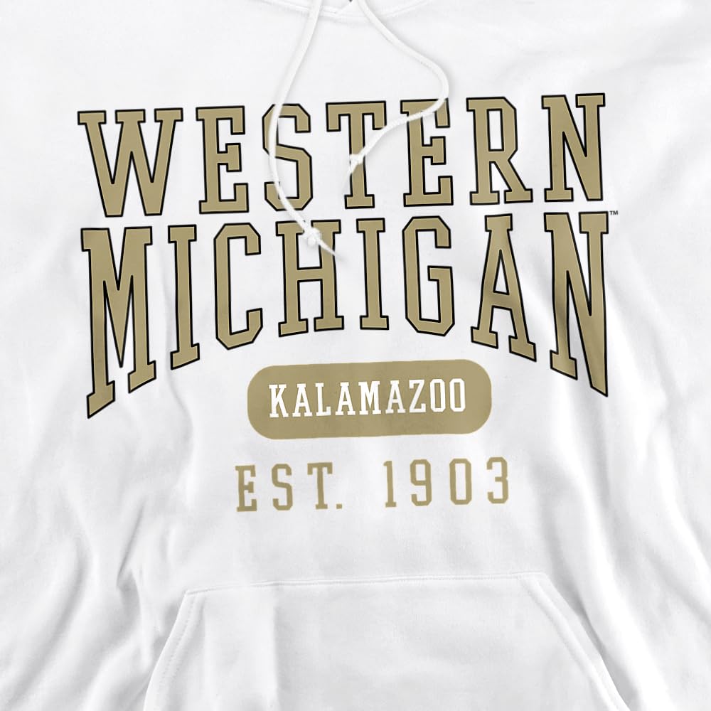 Western Michigan University Official Founded Date Unisex Adult Pull-Over Hoodie, White, Small