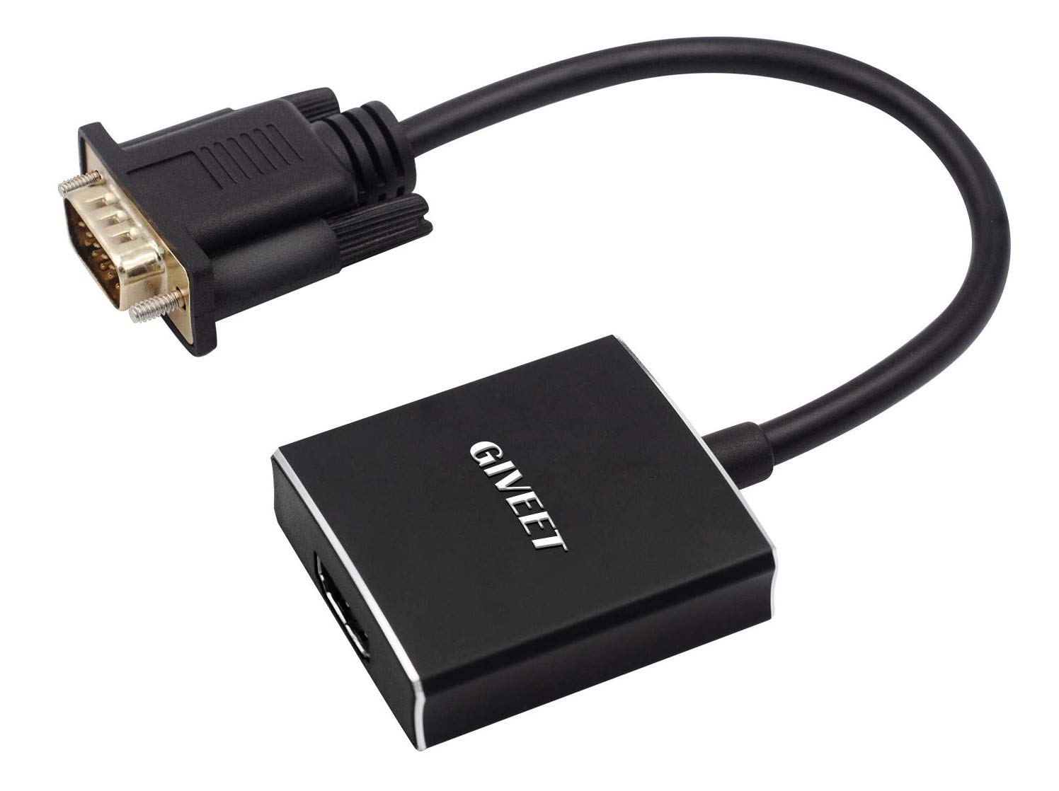 Giveet VGA to HDMI Adapter with Audio, PC VGA Source Output to TV/Monitor with HDMI Connector, 1080P Male VGA to Female HDMI Converter for Computer, Desktop, Laptop, PC, Monitor, Projector, HDTV