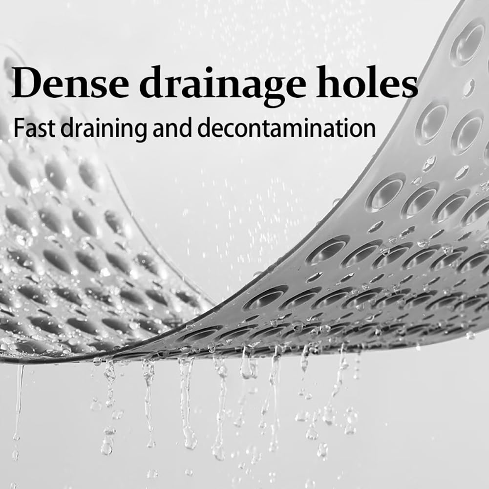 Tapis de Douche d'angle 80x80cm,Tapis de Douche Antidérapant Triangulaire(Gris)