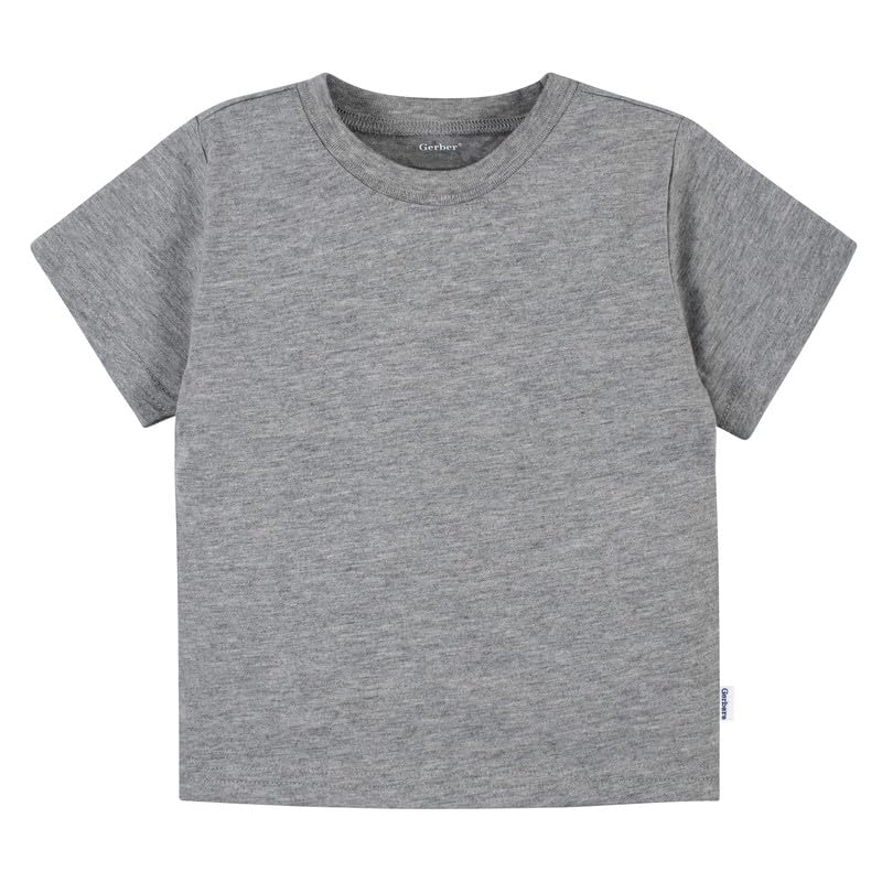 Image of Gerber Baby & Toddler 5-Pack Solid Short Sleeve T-Shirts Jersey 160 GSM