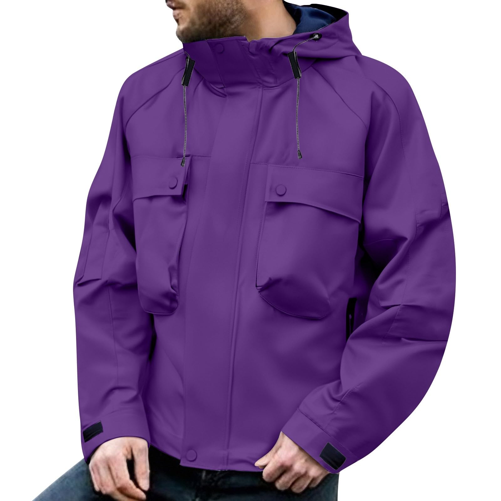 Leichte Übergangsjacke Herren mit Kapuze Sweatjacke Doppeltasche Kapuzenjacke Schnelltrocknend Sportjacke Einfarbig Trainingsjacke Wasserdichte Camping Outdoorjacke Atmungsaktiv Freizeitjacke