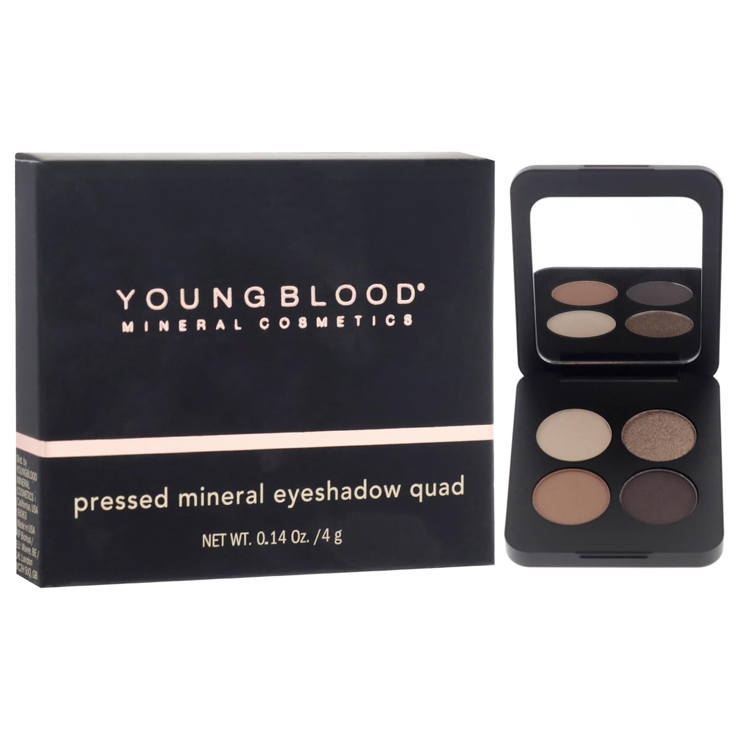 Youngblood Pressed Mineral Eyeshadow Quad - Taupe Smoke for Women - 0.14 oz Eye Shadow - Image 3