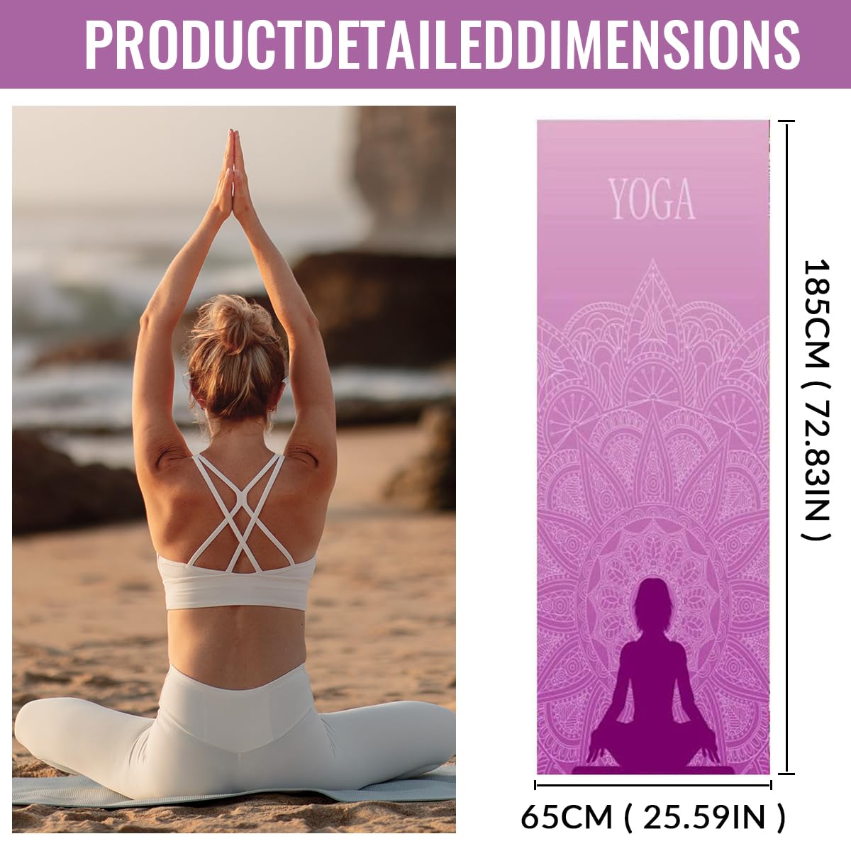 Morbuy Antiscivolo Yoga Asciugamano Extra Lunga, Morbida Microfibra Design Ingegnoso Asciugamano per Fitness Ideale per Yoga, Pilates e Allenamento