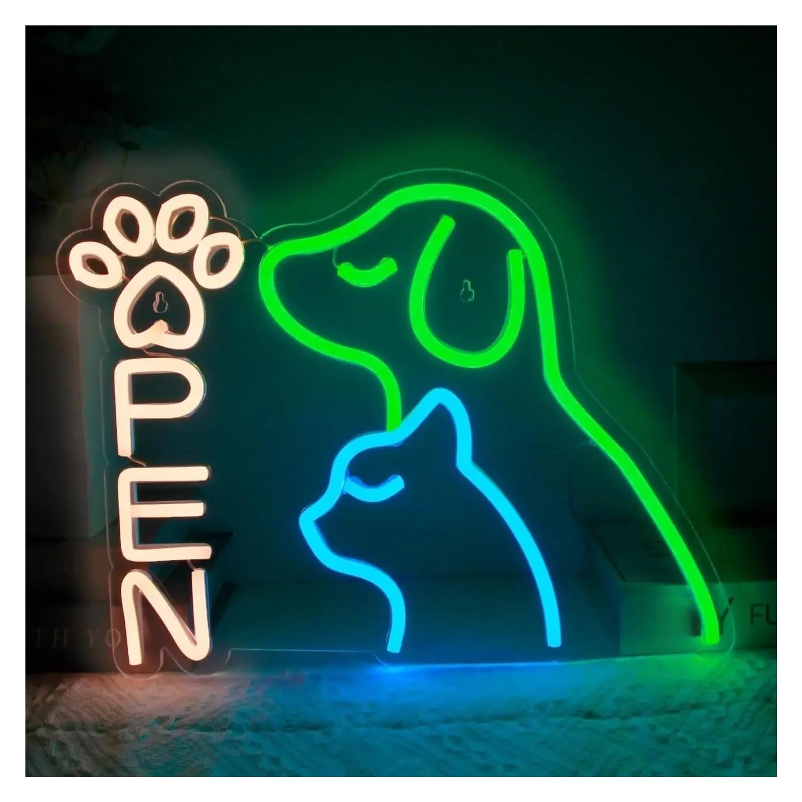 Scritta luminosa Insegna Al Neon A Con Apertura Per Animali Domestici, Decorazione Da Parete Per Amanti Degli Animali, Illuminazione Commerciale Per La Casa 36.8cmх27.6cm
