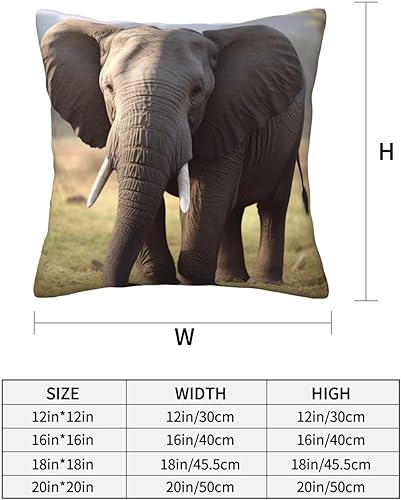 Miniatura 4 de Funda de almohada con estampado de elefante, cuadrada, suave, para decoración del hogar, sala de estar, cama, sofá, automóvil, 18 x 18 pulgadas