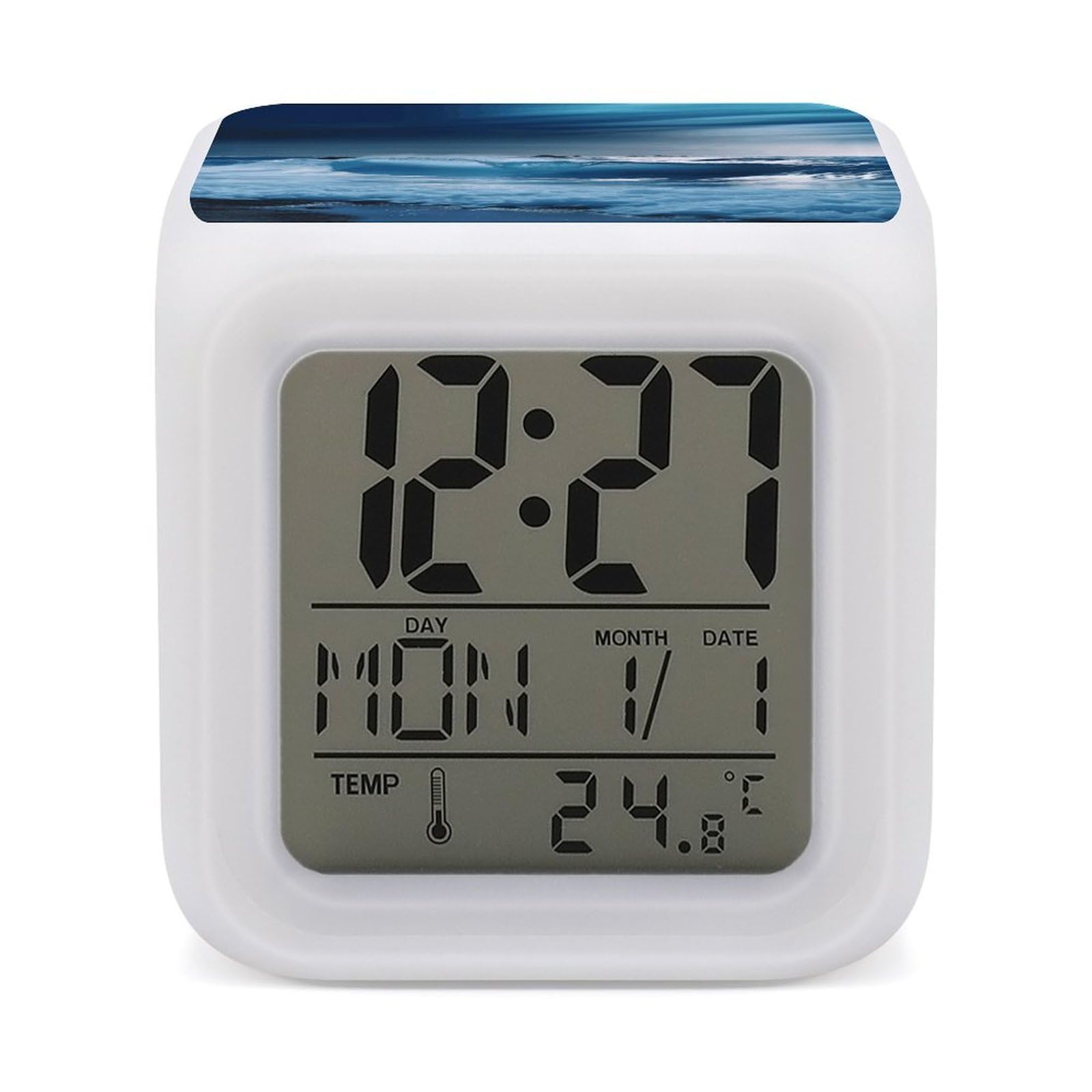 Réveil numérique bleu Ocean pour gros dormeurs avec écran LED lisible