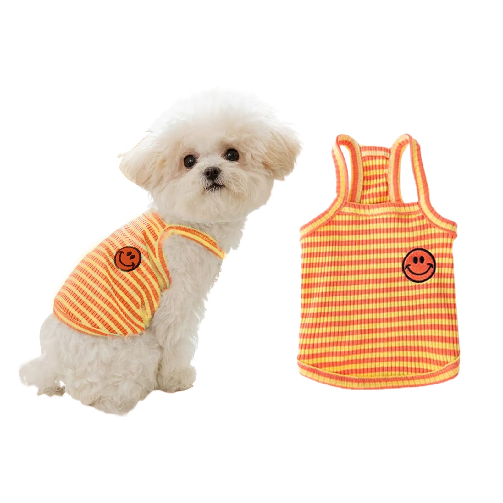 MANON ROSA Dog Striped Shirts Summer Vest - Breathable Lightweight Stretchy Pet Clothes for Small Medium Dogs & Cats, Cute Puppies Kittens Outfits