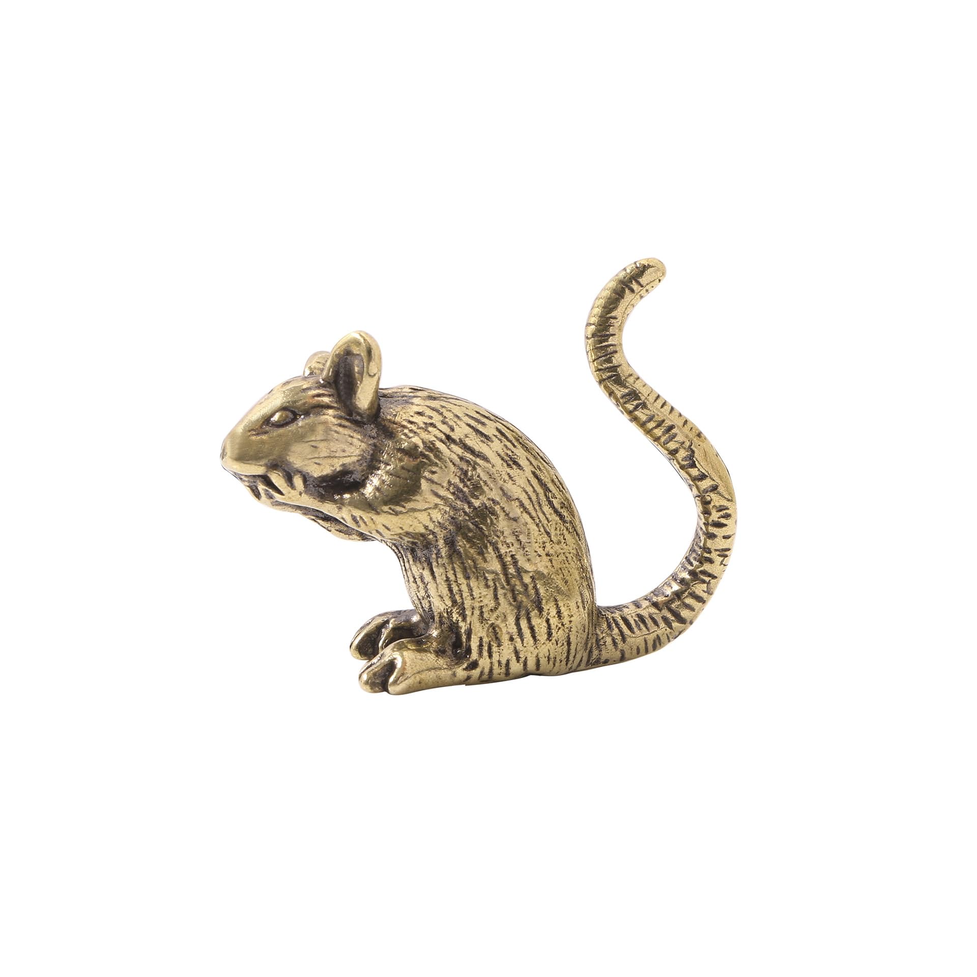 NGDFGR Brass Crouching Rat Mini Statue Handmade Desktop Bonsai Ornament Zodiac Animal Decoration Unique Paperweight For Office Home Decor