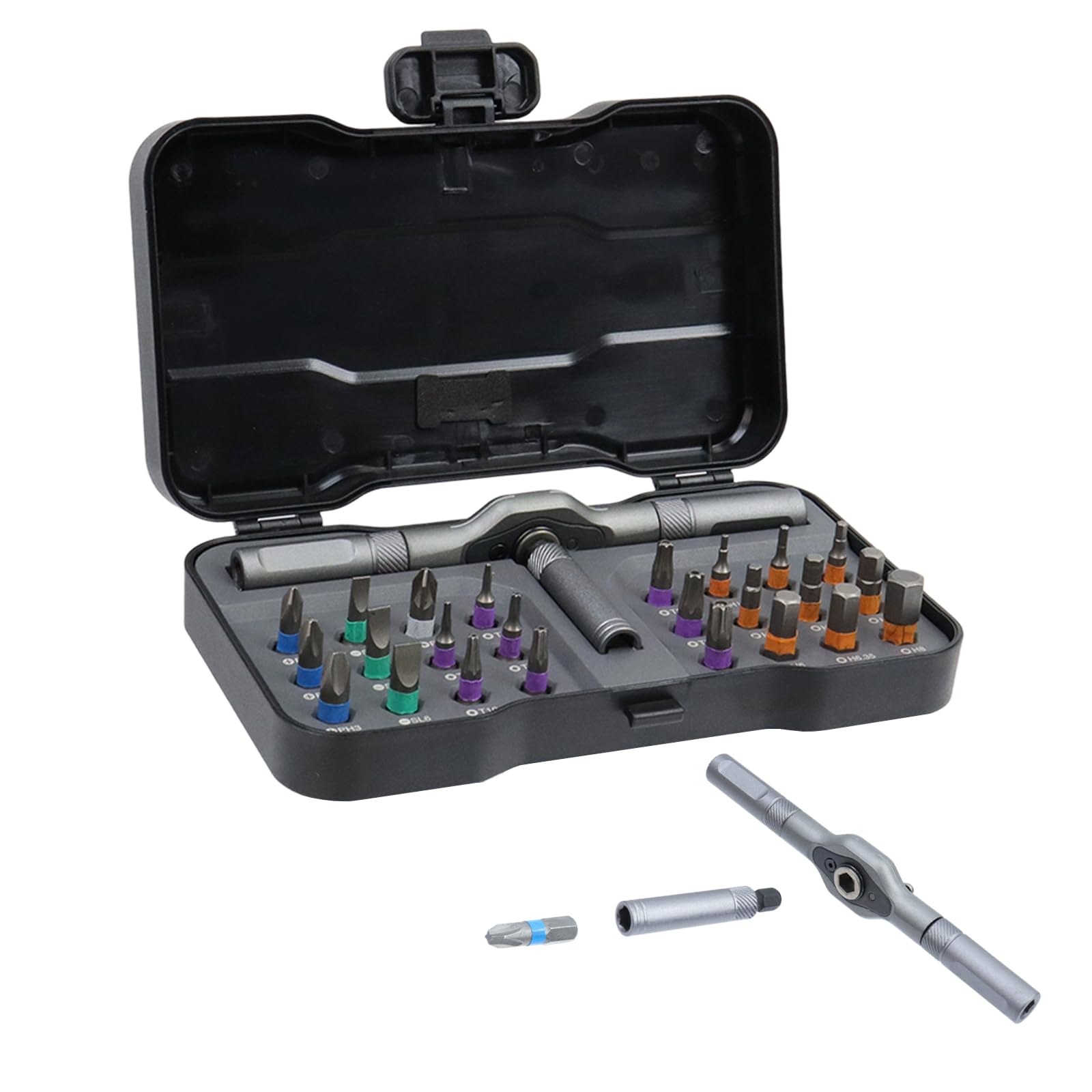 Kit tournevis cliquet 24 en 1 Dnyta avec manche amovible pour petite mécanique