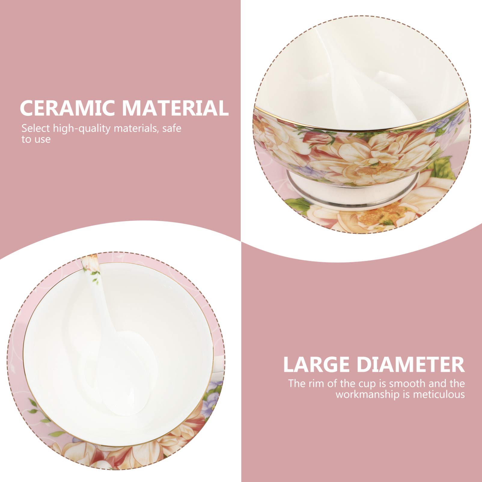 Cabilock Ensemble Tasse Et Soucoupe Porcelaine 220ml - Service à Thé Et Café Élégant 4 Pièces