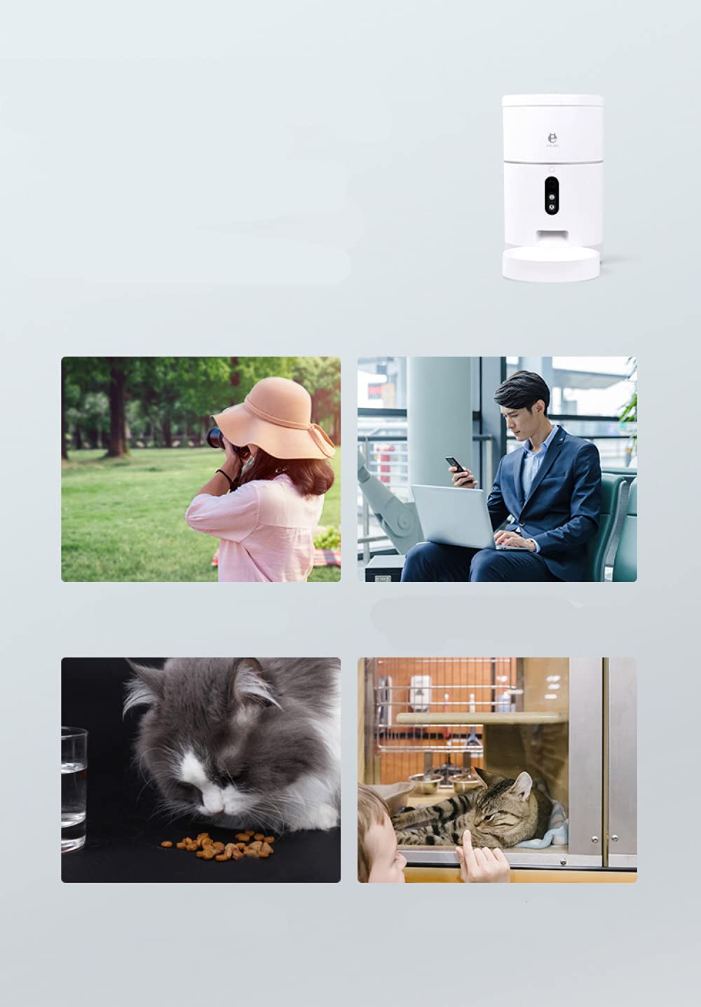 Siqi Mangiatoia automatica per cuccioli di gatto, controllo tramite app, 10 porzioni, 10 piani pasto al giorno, indicatore Wi-Fi intelligente Mangiatoia intelligente per animali domestici per piccoli