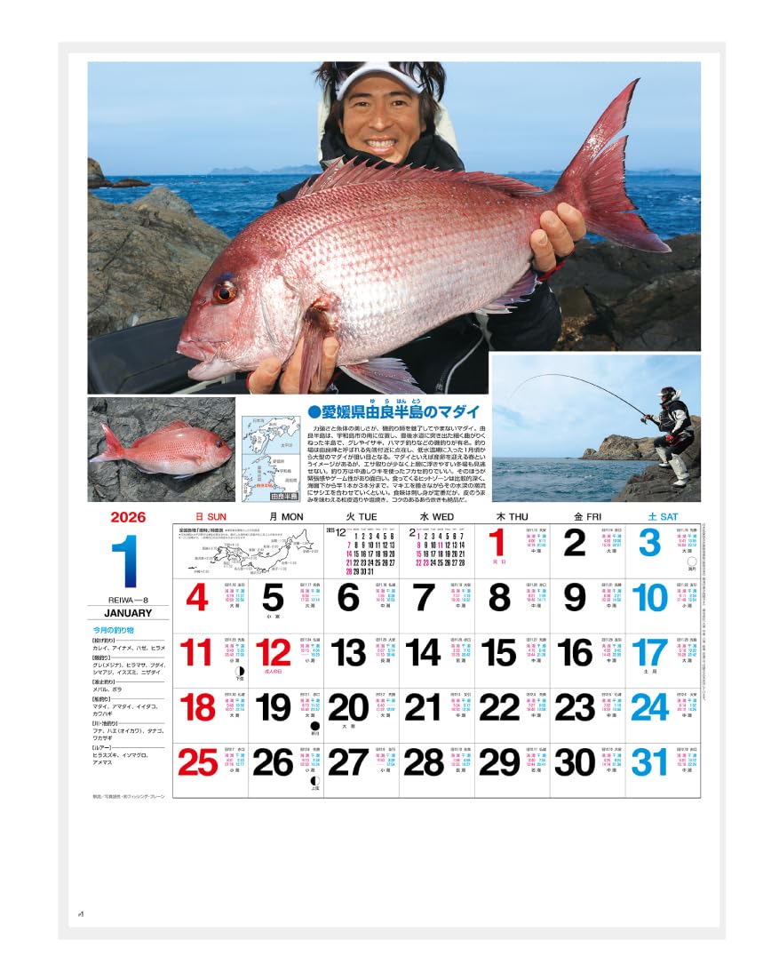 Amazon.co.jp: カレンダー 壁掛け 【2026年】 サンデーフィッシング NK