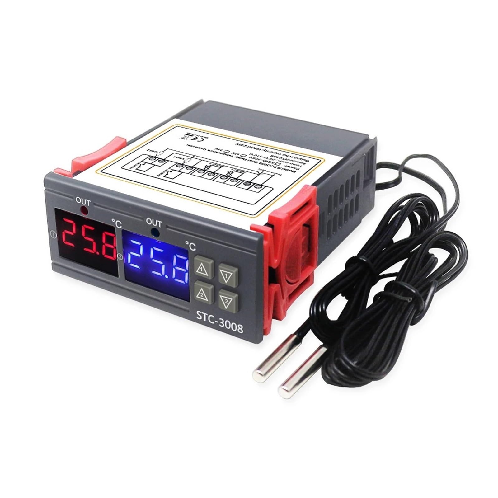 temperaturregler Digitaler Temperaturregler Inkubator Thermostat STC 1000 3008 W1029 12V 24V 220V Temperaturregler(STC-3008 24V)