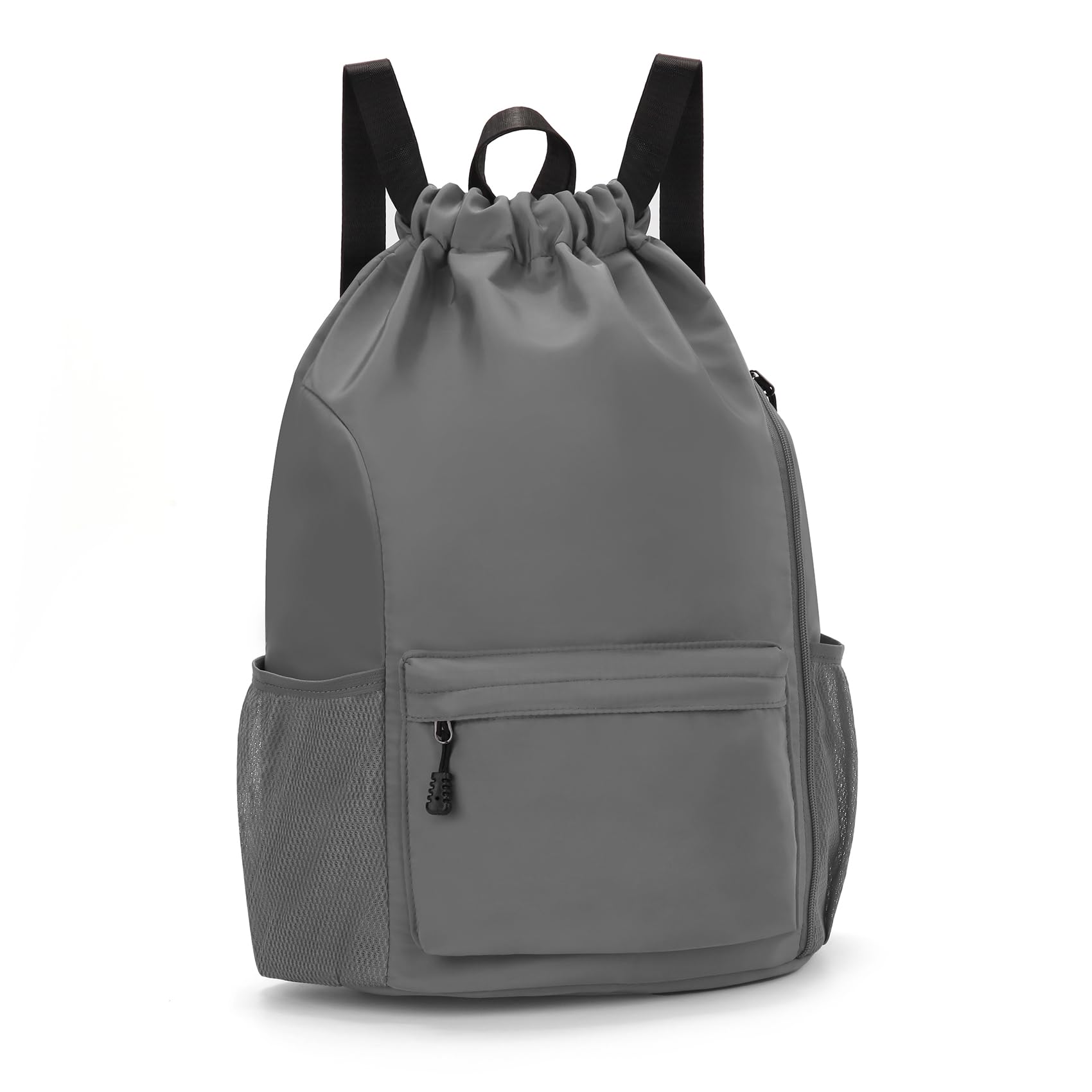 Valleycomfy Waterproof Drawstring Gym Backpack Bag for Men & Women,Sports Gym Bag with Side Pocket Dark Grey