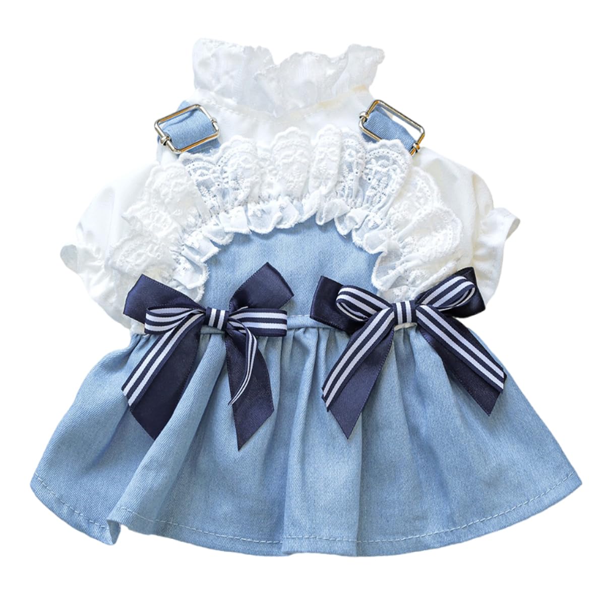 Dog Denim Dress Tutu Skirt Pet Wedding Dresses Puppy Bowknot Lace Princess Skirt Cat Apparel Breathable Small Dog Dresses Outfits Dog Dresses for