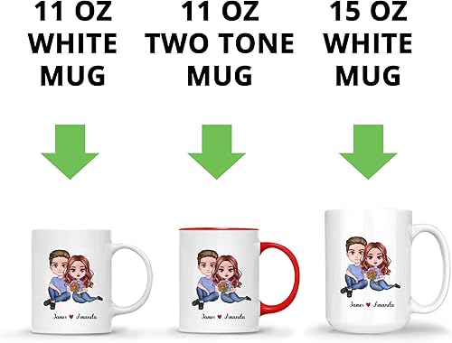 Miniatura 6 de Gossby Taza personalizada para parejas, regalo para esposa, novia, marido, novio con diseño, nombre, San Valentín, aniversario, boda, regalo