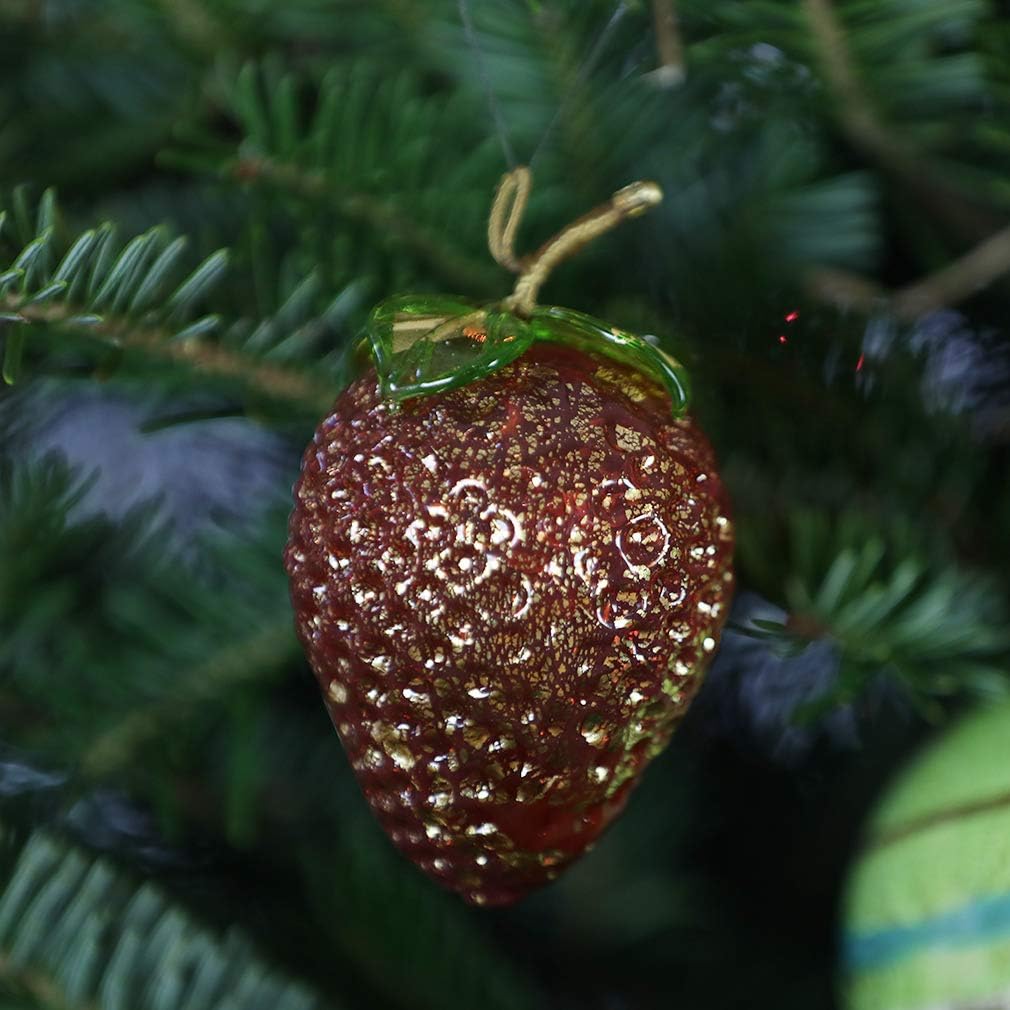Glass Of Venice Murano Glass Strawberry Hanging Figurine