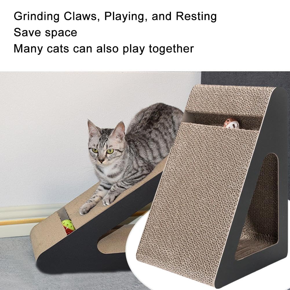 Tiragraffi Triangolare Per Gatti In Cartone - Con Campanello Giocattolo - Foto 3