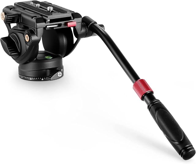 Neewer Video Tripod Fluid Head with Quick Release Plate Compatible with DJI RS Gimbals Manfrotto, Telescopic Handle & Scaled Base for Panorama Heavy Duty for DSLR Video Cameras, GM002