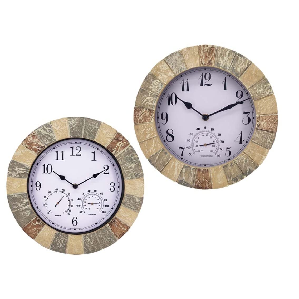 Horloge Murale Suspendue avec thermomètre étanche, Horloge de Jardin extérieure