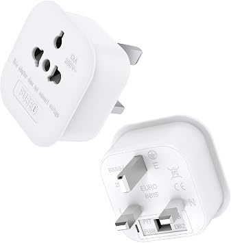 2Pack European to UK Plug Adaptor, US to UK Travel Plug Adapter