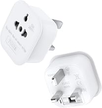 2Pack European to UK Plug Adaptor, US to UK Travel Plug Adapter | with 13A Fuse for US, EU, Australia, Thailand, Canada, Japan and More Travel Essential (Type-G to Type A, B, C, I, E, F, L)