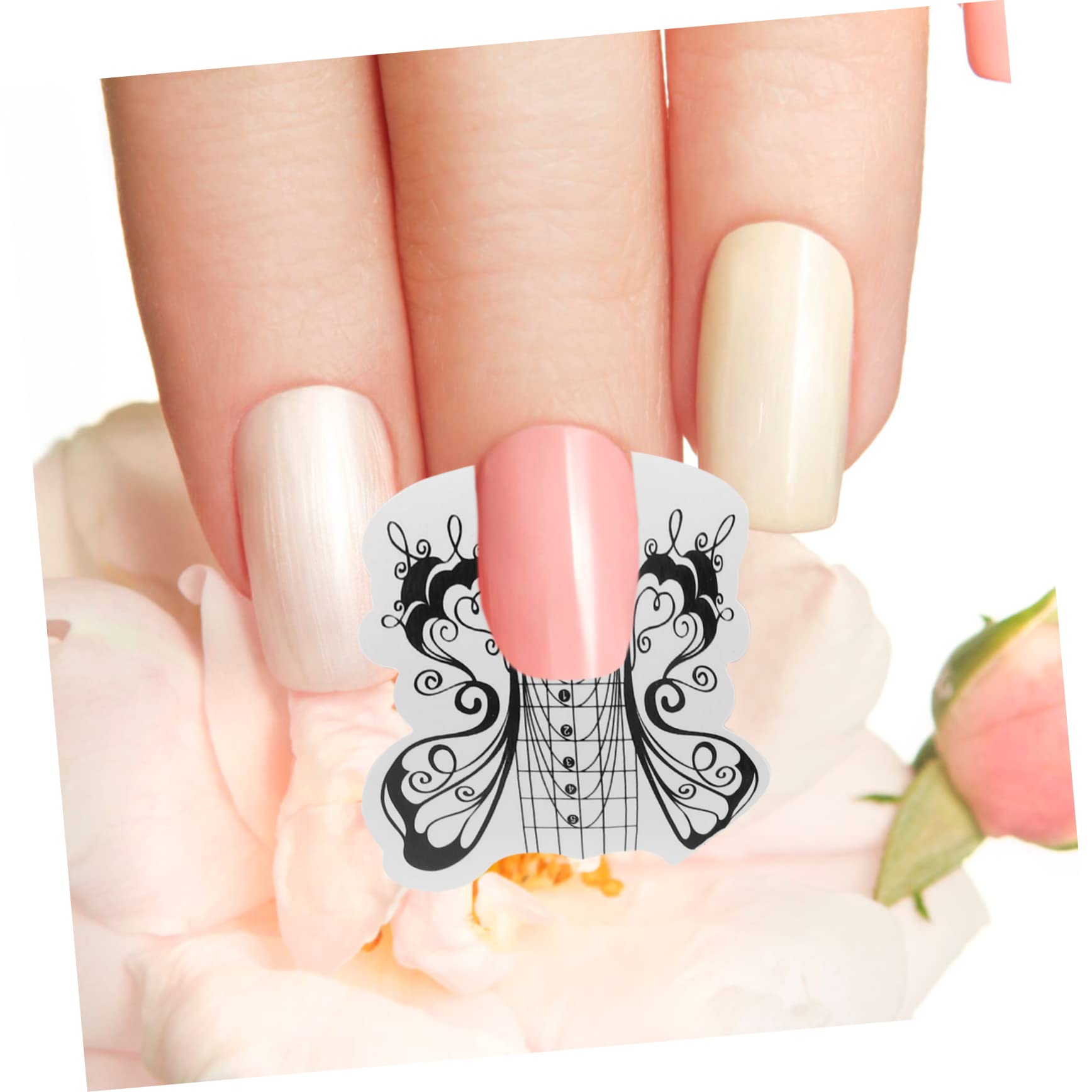 Cartine Unghie Estensione Acrilica Bianche, Carta Autoadesiva Pieghevole | 1 Rotolo 500 Pezzi, per DIY e Punte delle Dita, Guida per Allievi Nail Art