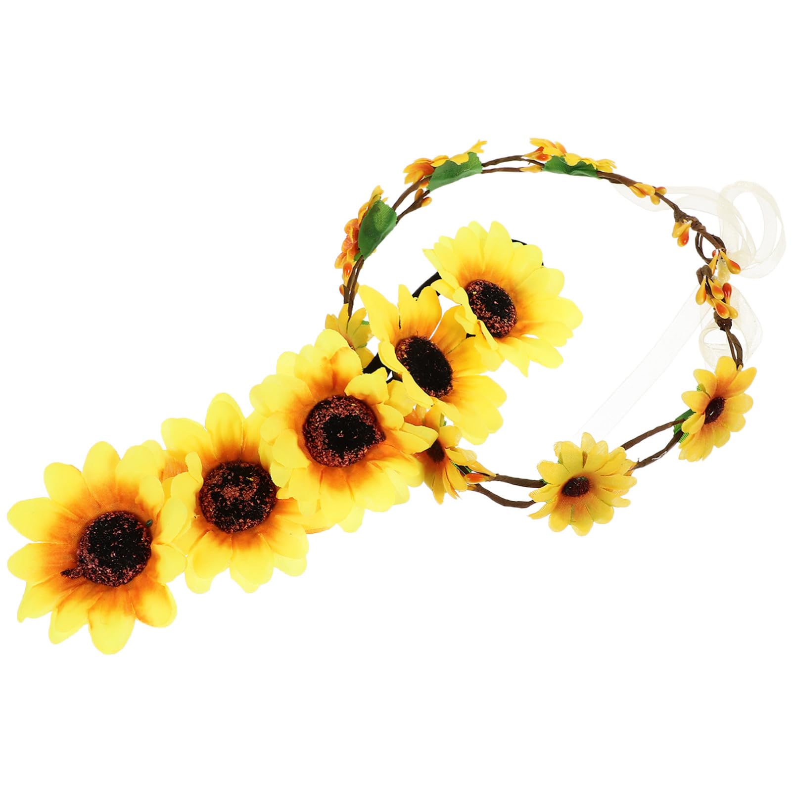 Beavorty Bandeau à Cheveux Tournesol 2pcs Ruban Réglable et Design Élastique en Tissu et Nylon pour Demoiselle D'honneur Mariage Plage