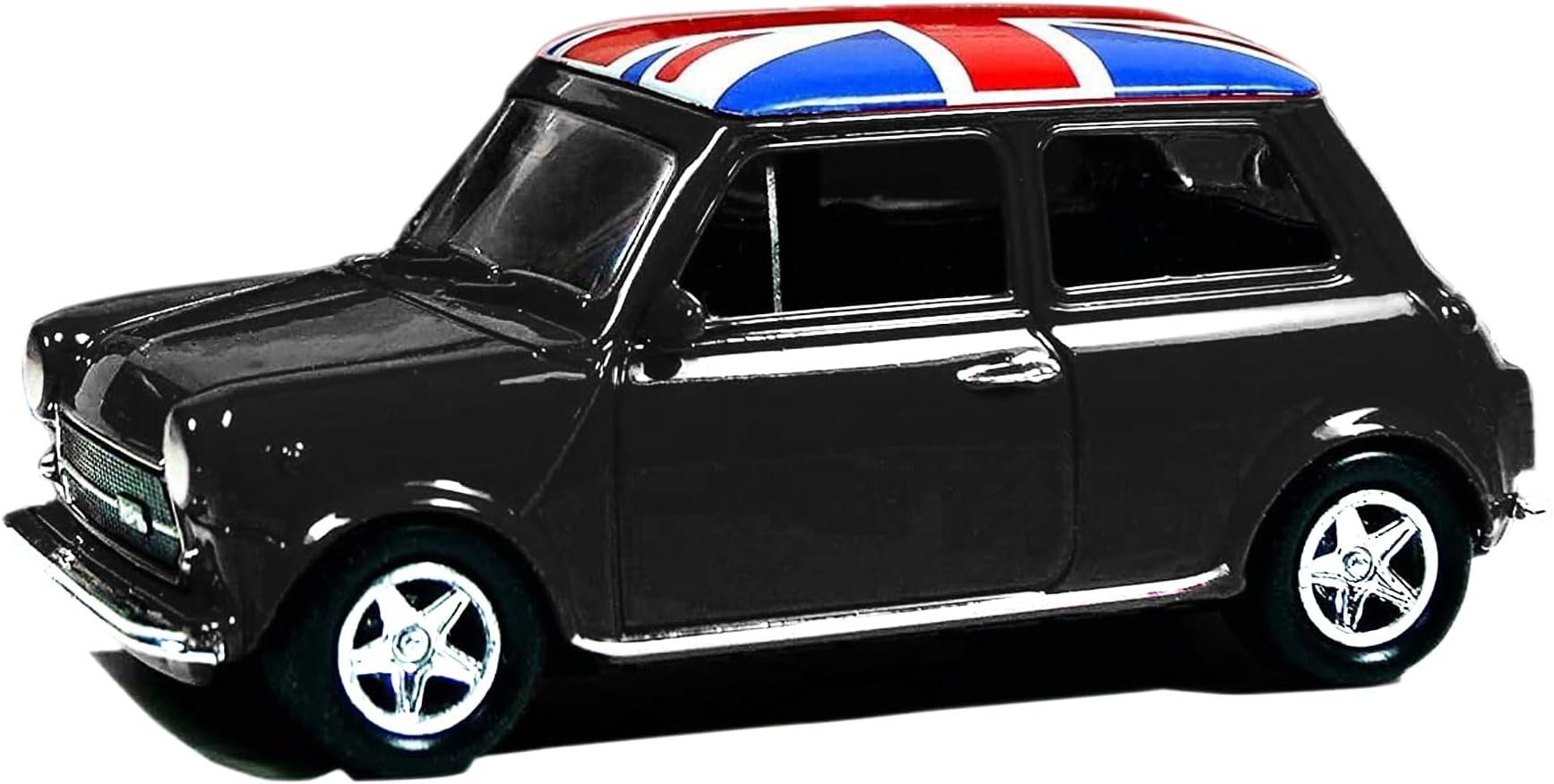 Mini Cooper Model with Pull Back Go Action Die Cast Union Jack Model Toy Car Souvenir Gift (Black)