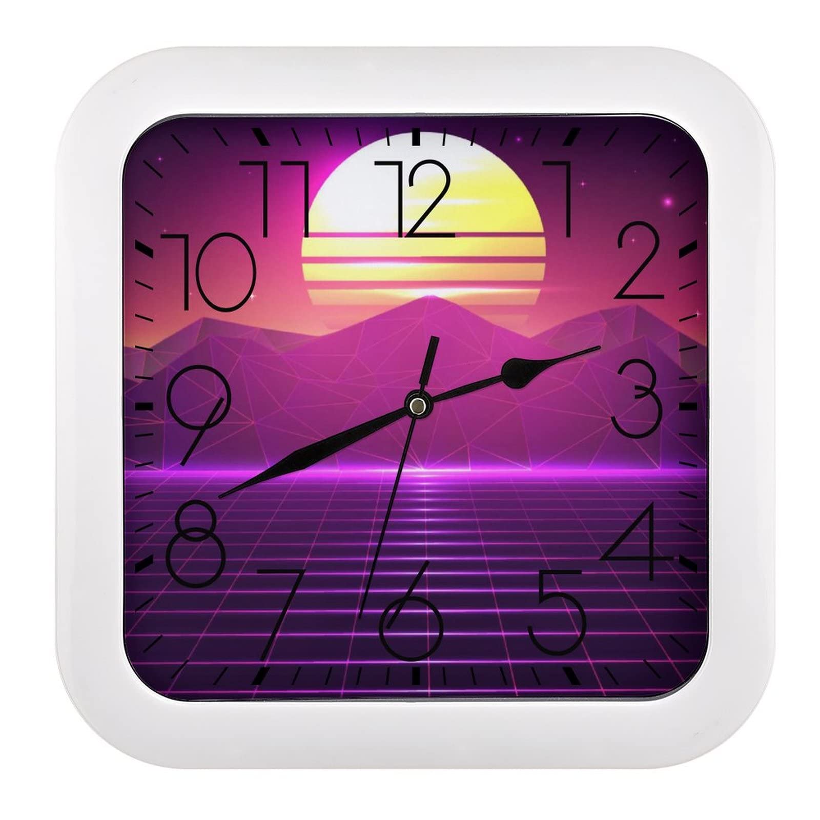 Horloge Murale Carrée : Coucher de Soleil Design pour Salon 26x26cm