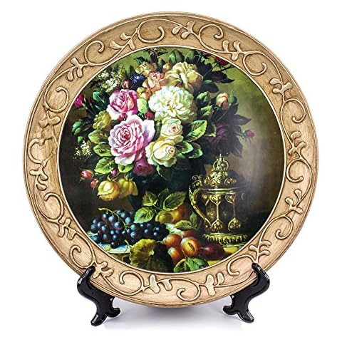 ZHAMS 10'' Ceramic Decorative Plate, Art Decoration (A) Cover